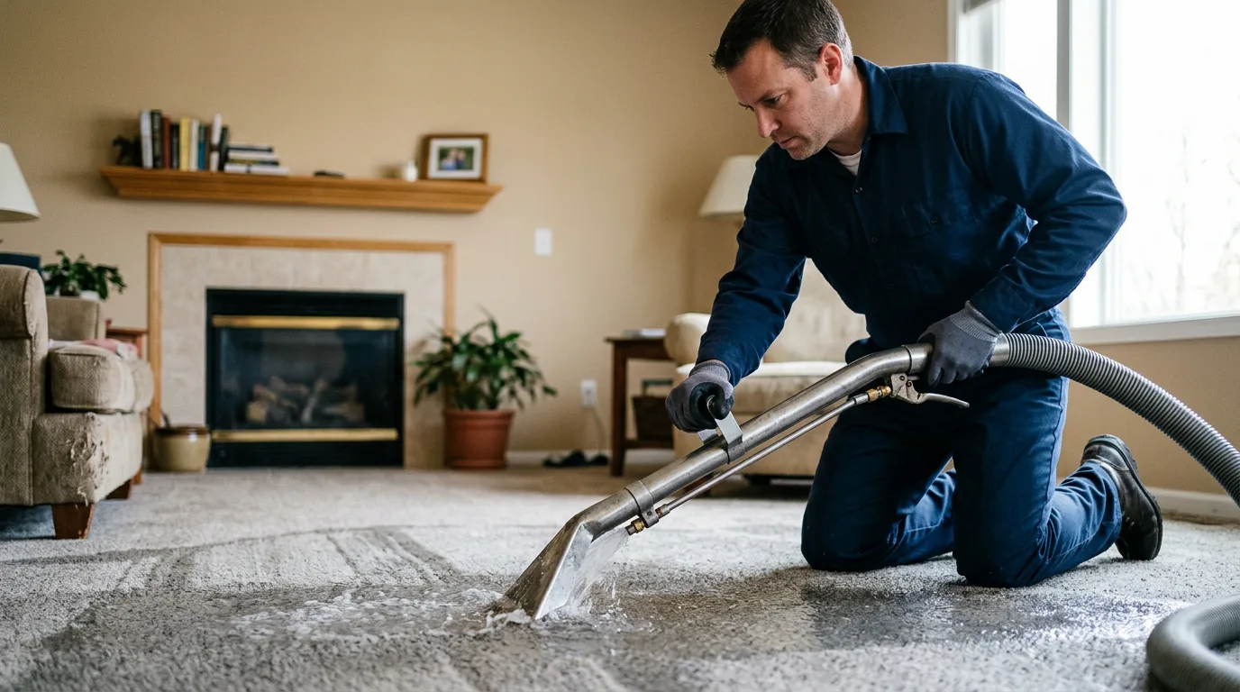 Water damage restoration technician working near Wilkinson, IN
